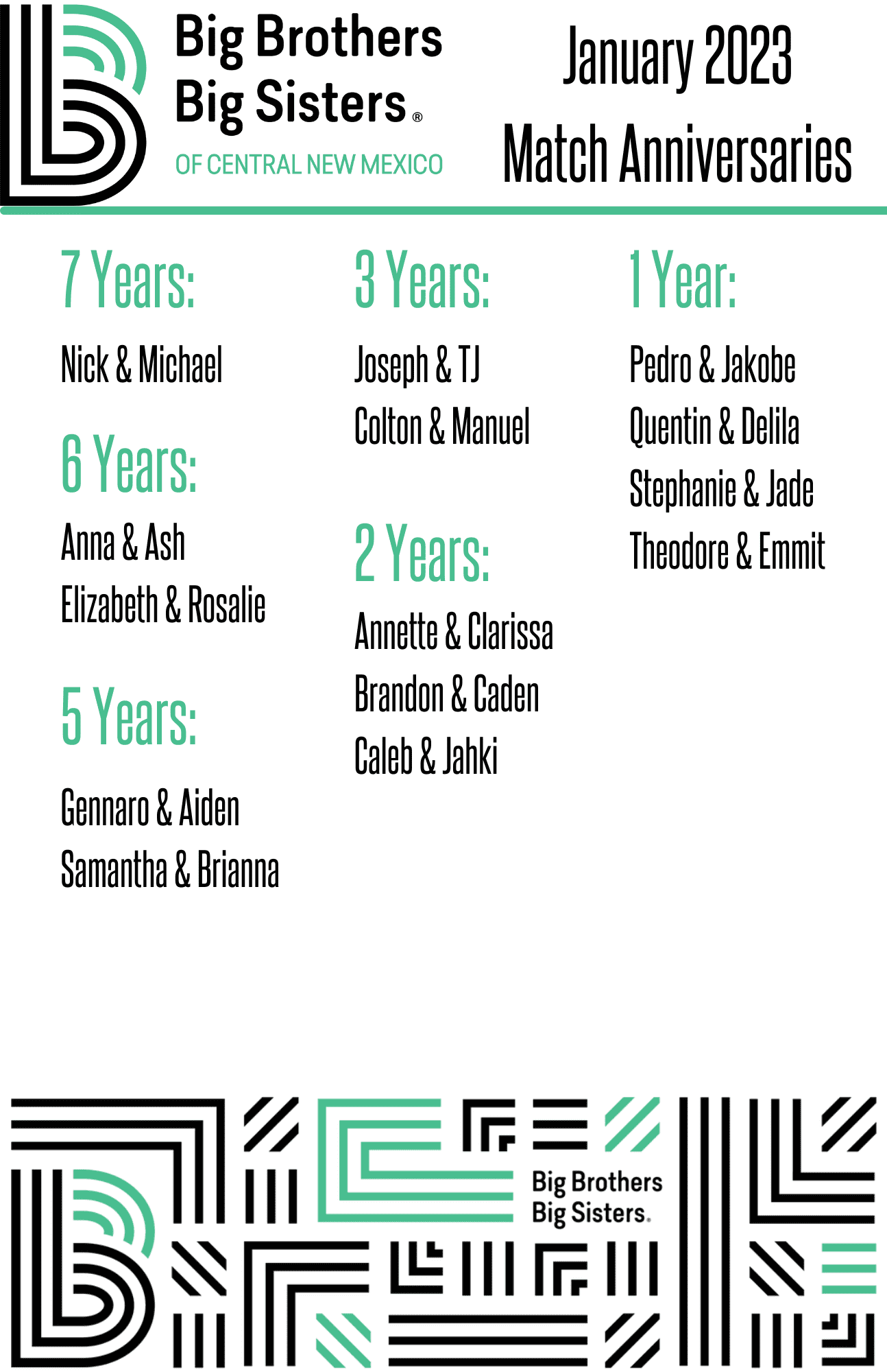 January-23-Matches - Big Brothers Big Sisters of Central New Mexico - Youth  Mentoring